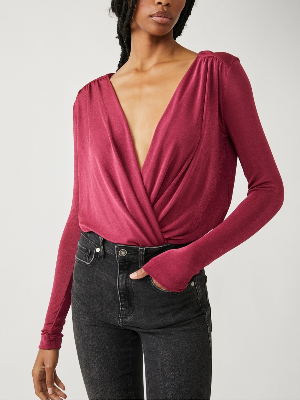 NWT Free People athens Bodysuit Purple Magenta